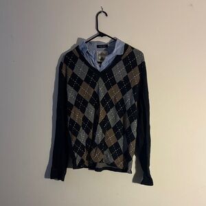 Classic Men's Dress Shirt/Sweater - Black, Gray, and Brown